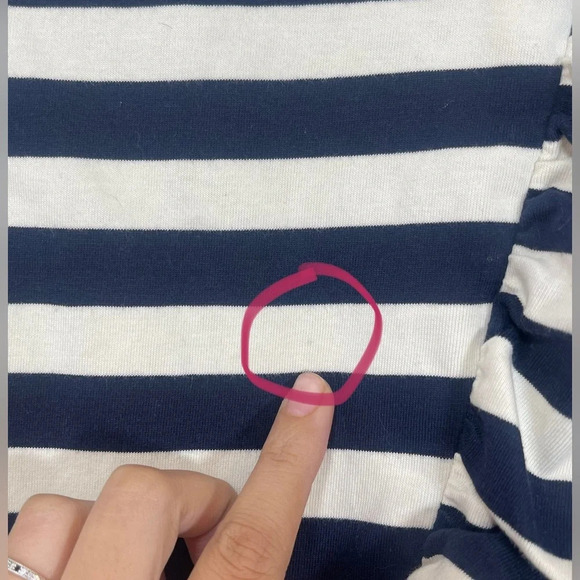 J. Crew Asymmetrical Navy and White Ruffle Striped Peplum Top Women’s Small - Picture 5 of 16